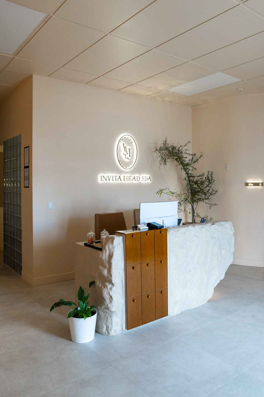 Reception area at Invita Head Spa Costa Mesa